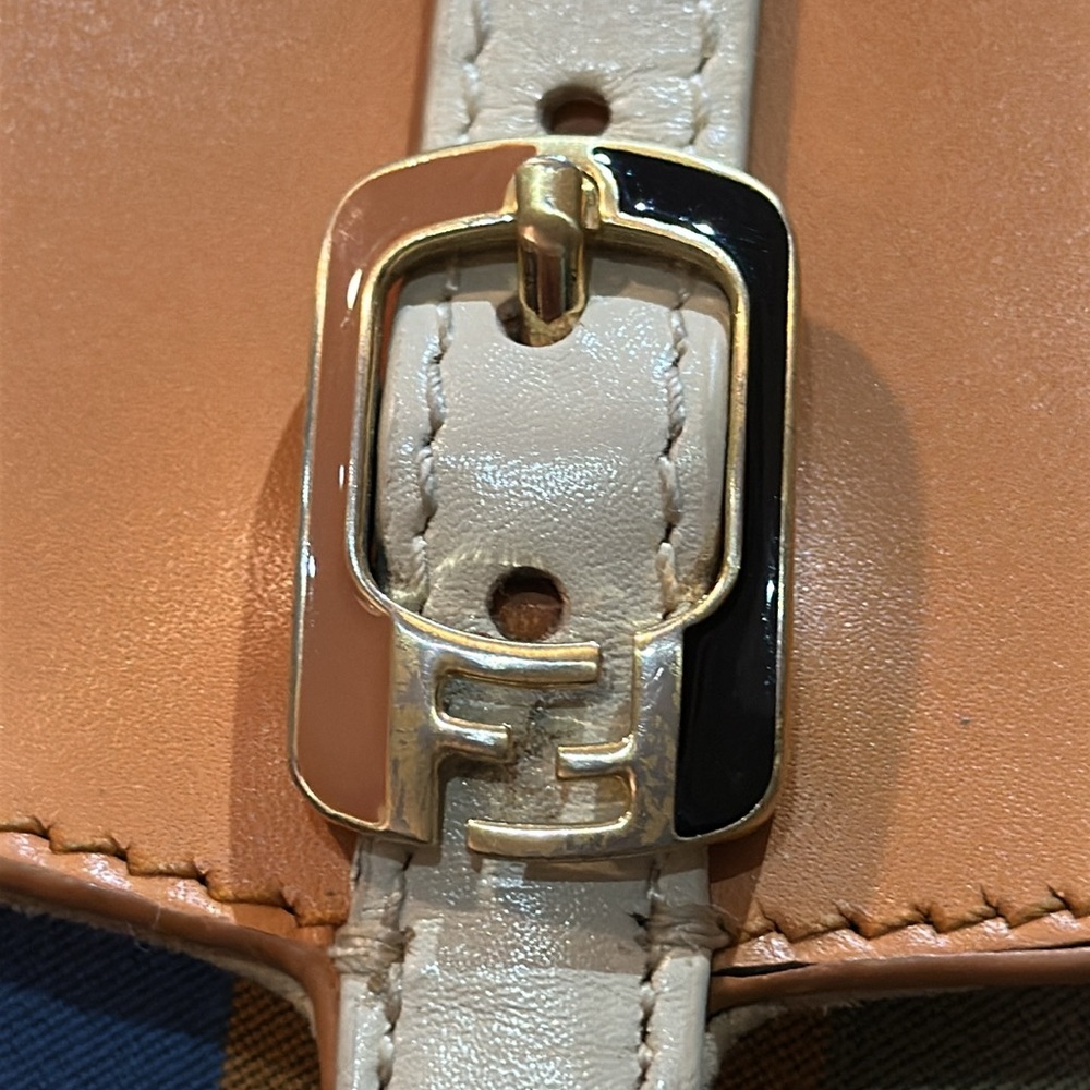 Fendi Multicolor Striped Canvas and Tan Leather Shoulder Bag - Picture 6 of 16